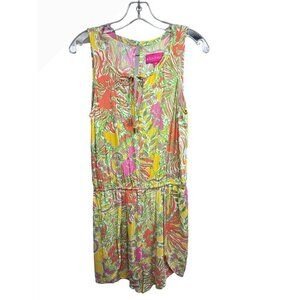 Lilly Pulitzer Womens Floral Jumper Romper Skort Medium Pockets Stretch